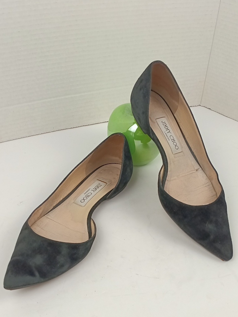Jimmy Choo Pointed Toe Women's Black D'Orsay Suede Flats sz 8.5